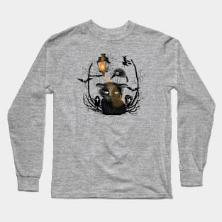 Halloween Grumpy Black Cat Long Sleeve T-Shirt